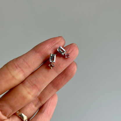 Aquamarine And Tourmaline Sterling Silver Ear Stud