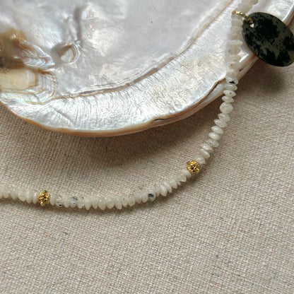 Moonstone And Pyrite Beaded Necklace