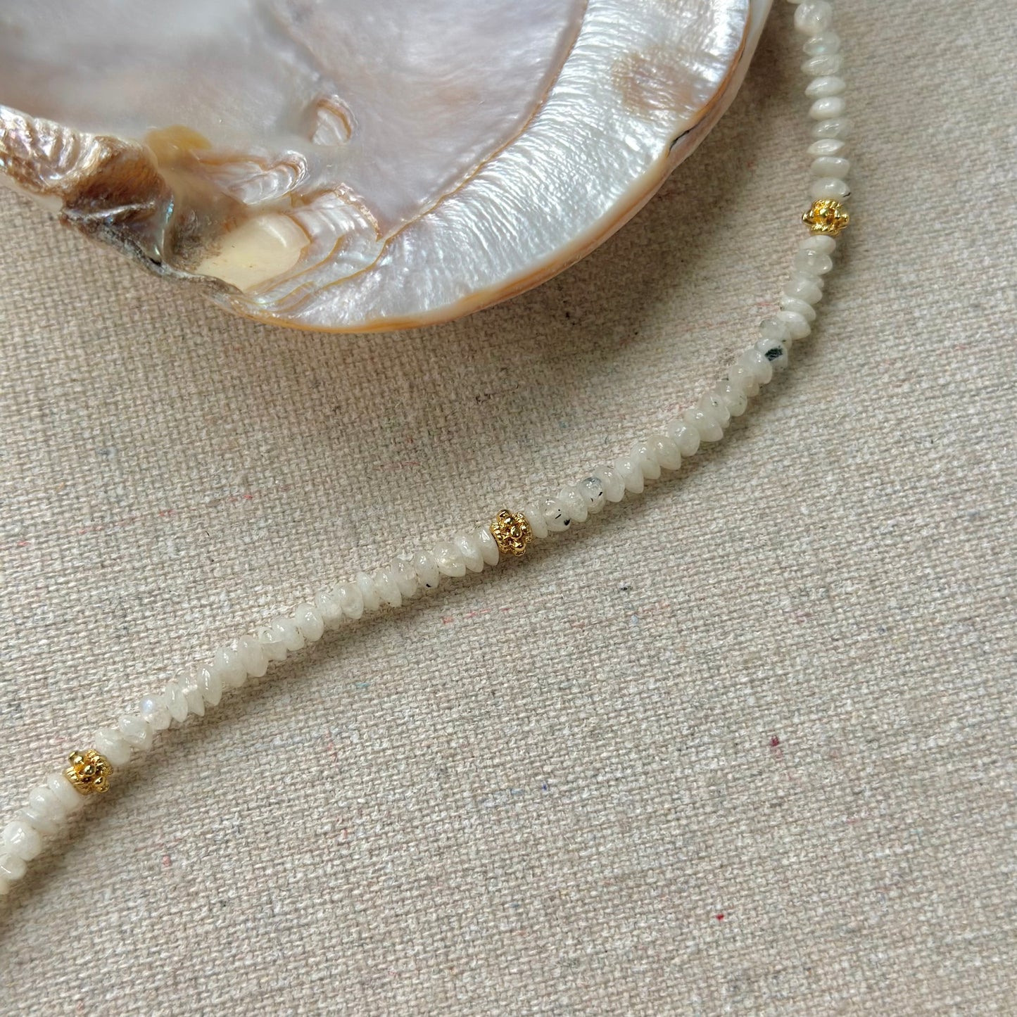 Moonstone And Pyrite Beaded Necklace