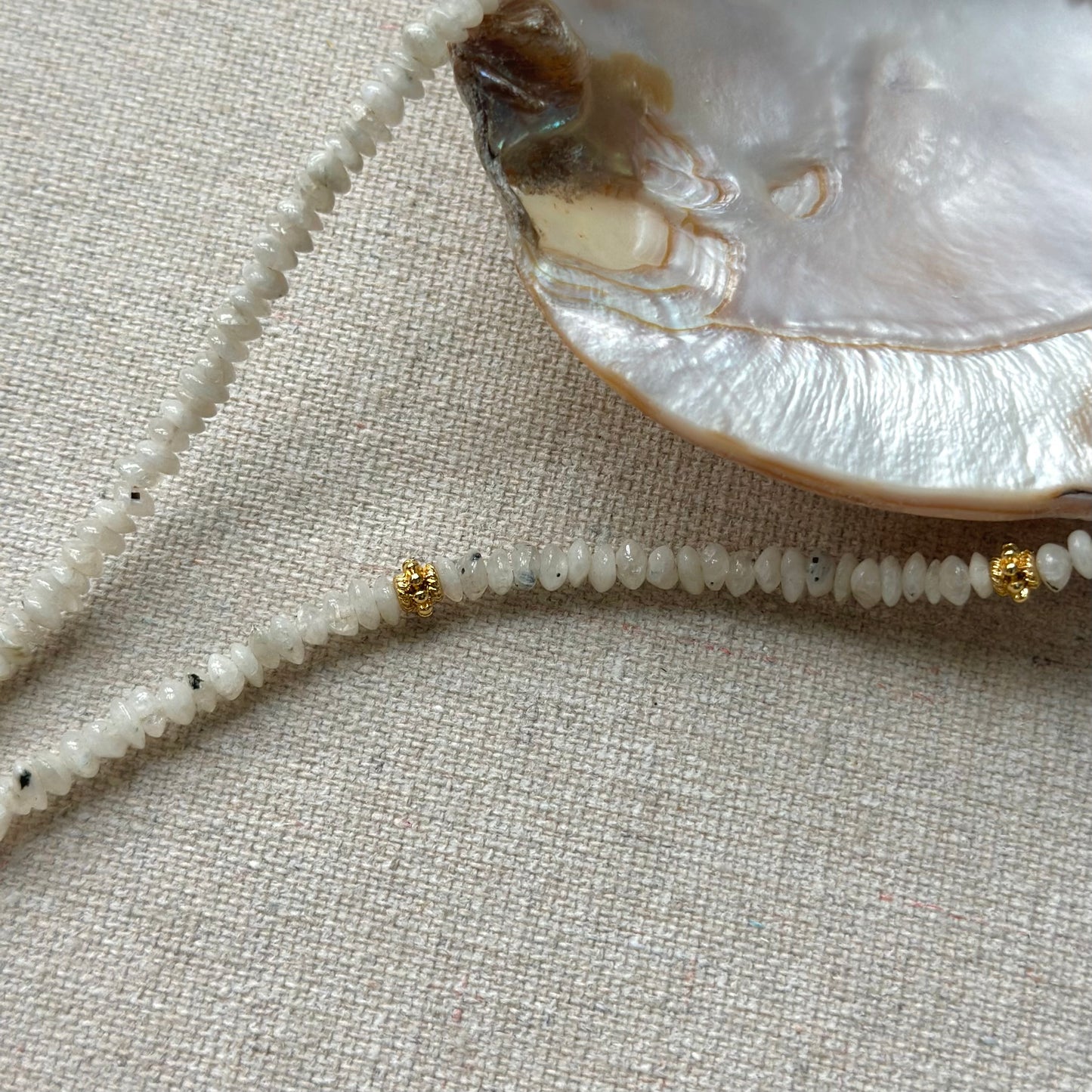 Moonstone And Pyrite Beaded Necklace