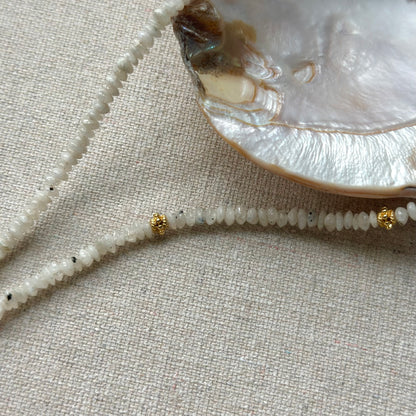 Moonstone And Pyrite Beaded Necklace