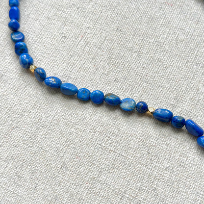 Lapis Beaded And Blue Opal Front Hoop Toggle Necklace
