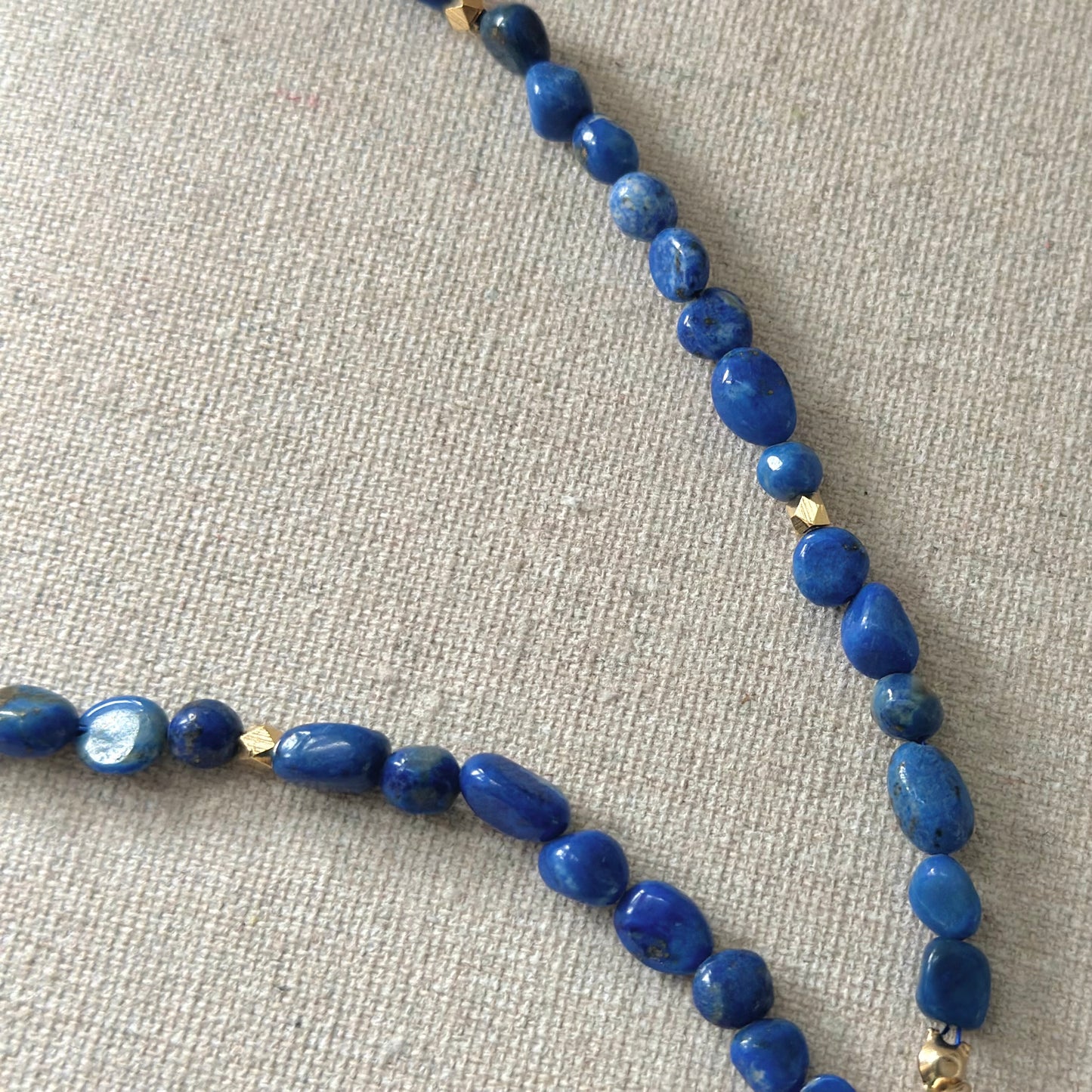 Lapis Beaded And Blue Opal Front Hoop Toggle Necklace