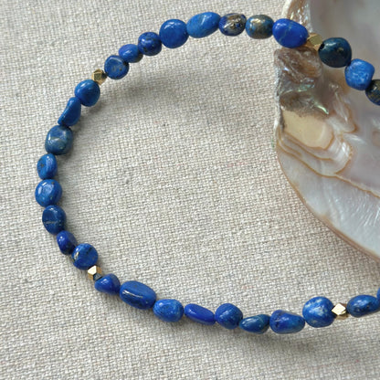 Lapis Beaded And Blue Opal Front Hoop Toggle Necklace