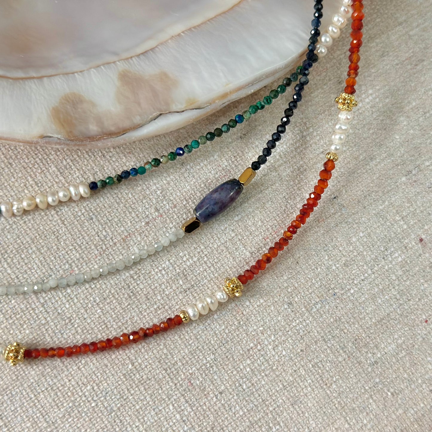 Carnelian And Freshwater Pearl Beaded Necklace