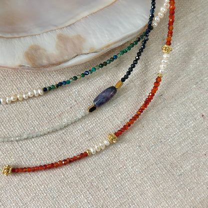 Carnelian And Freshwater Pearl Beaded Necklace