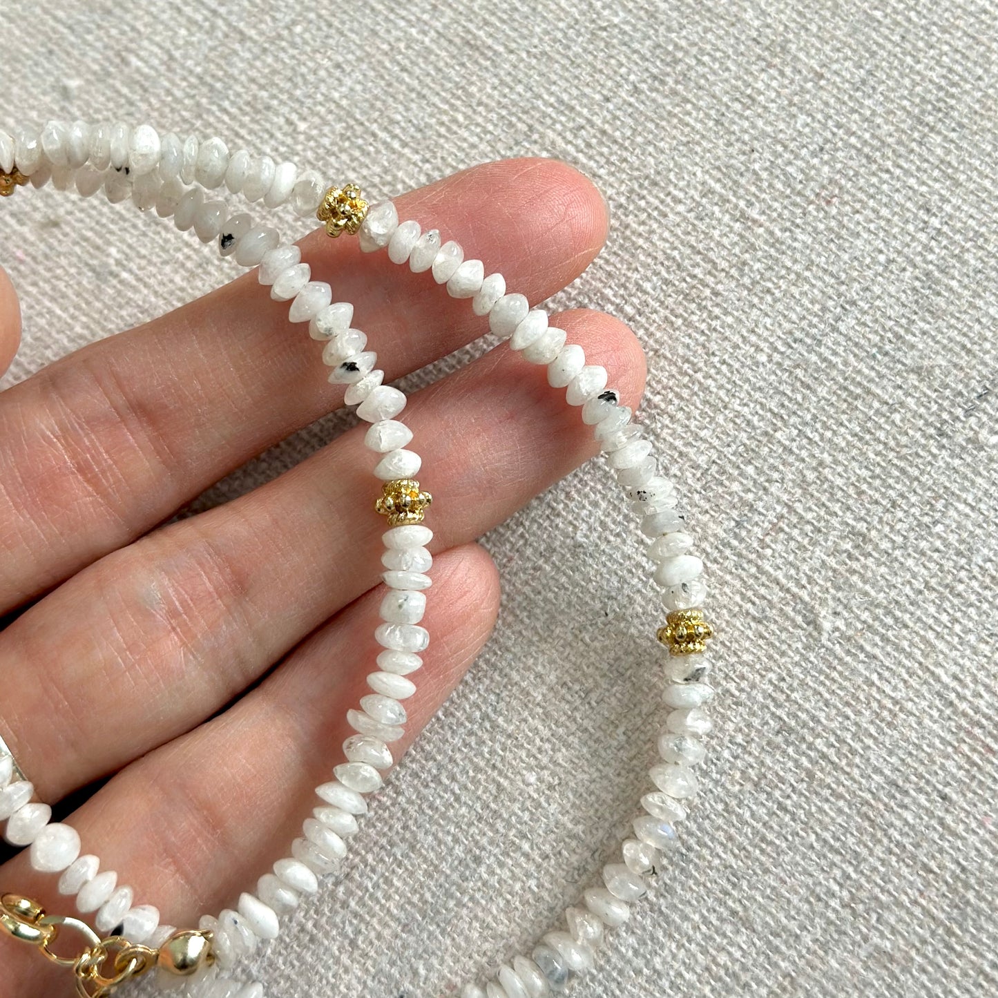 Moonstone And Pyrite Beaded Necklace