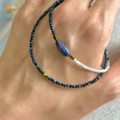 Blue Sapphire And Moonstone Beaded Necklace