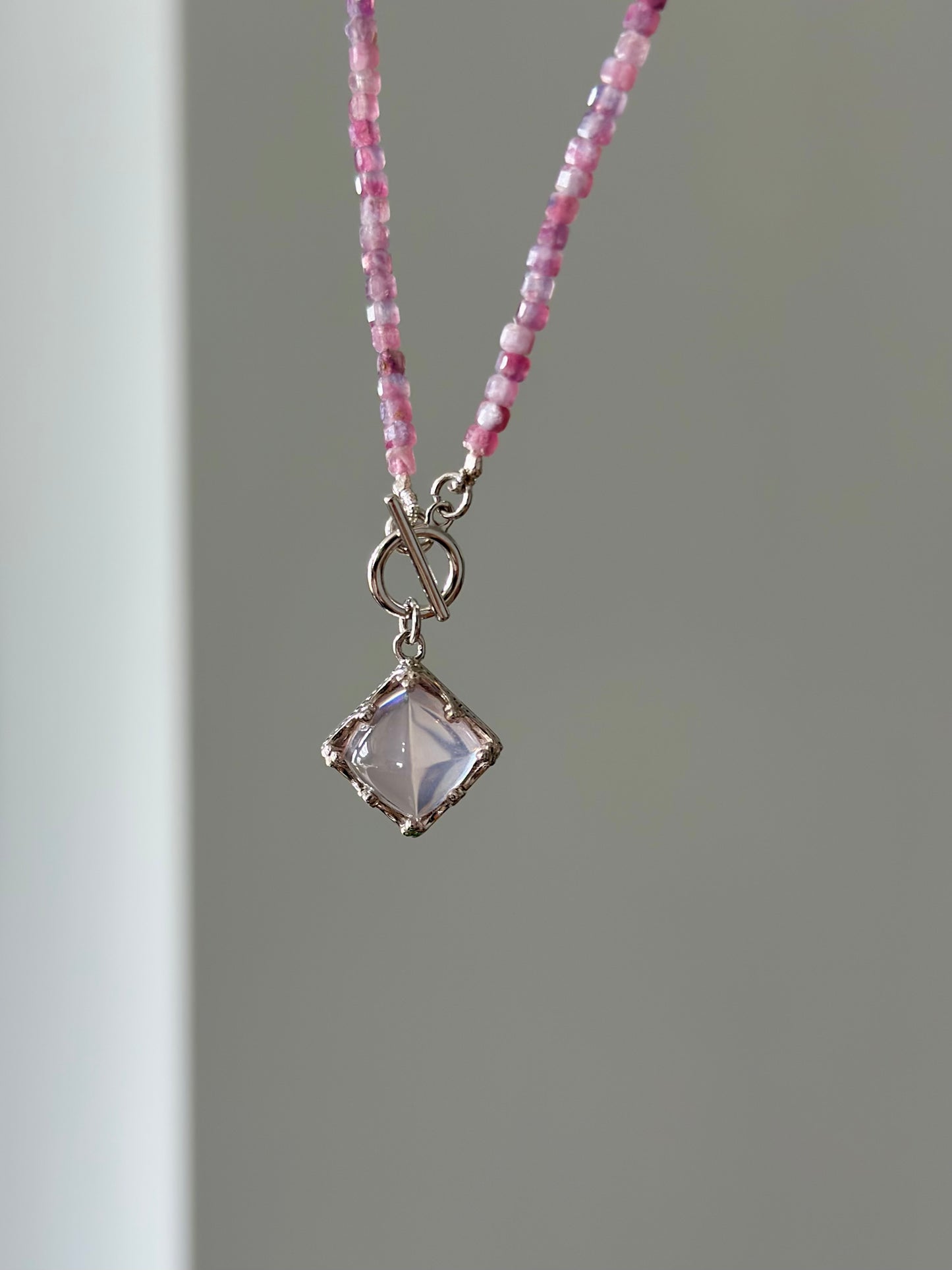 Pink Tourmaline Beaded And Rose Quartz Necklace