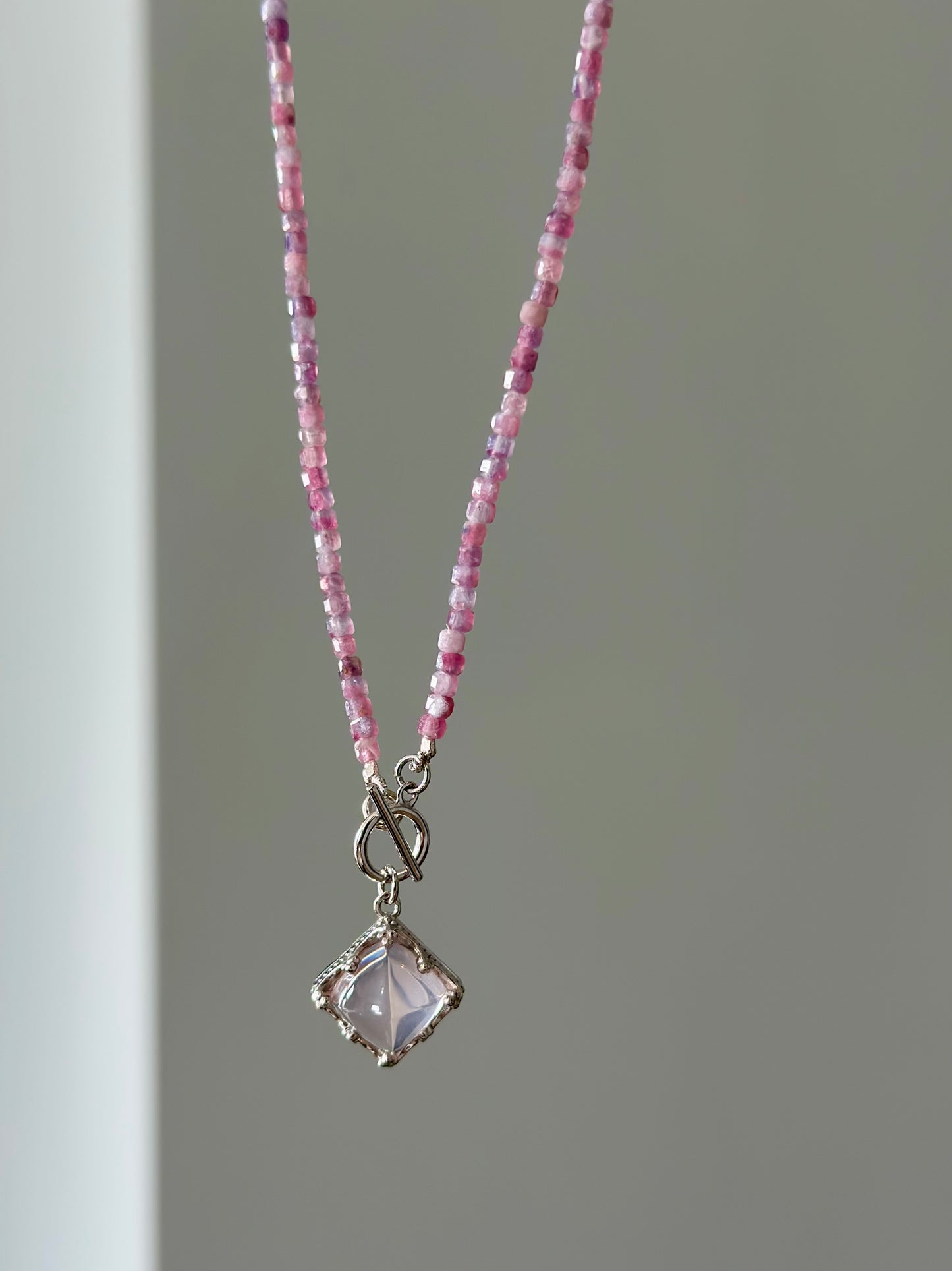 Pink Tourmaline Beaded And Rose Quartz Necklace