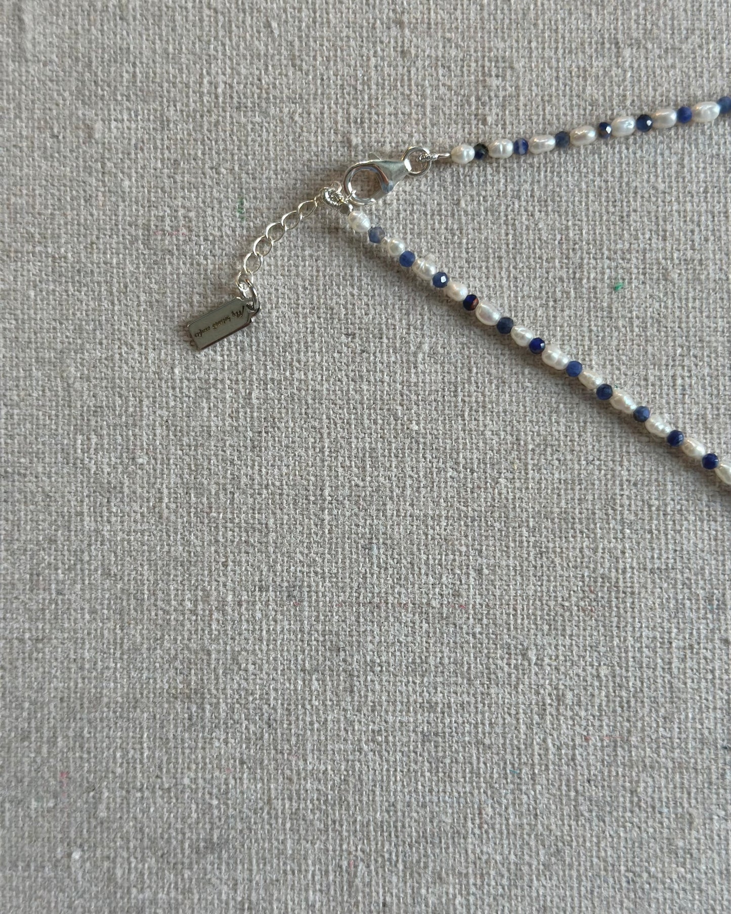 Sodalite Beaded And Sapphire Cross Necklace