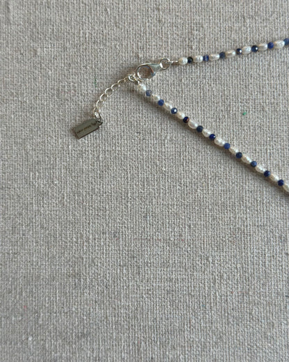 Sodalite Beaded And Sapphire Cross Necklace