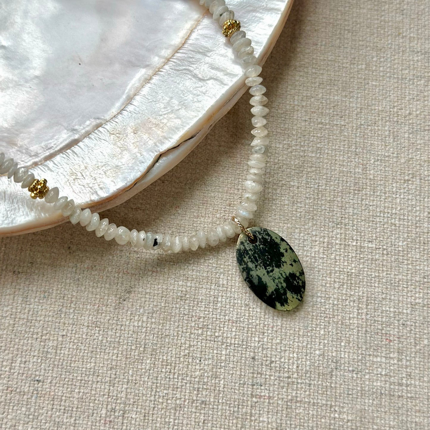 Moonstone And Pyrite Beaded Necklace