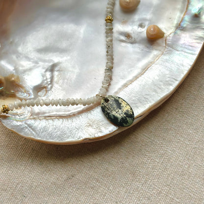 Moonstone And Pyrite Beaded Necklace