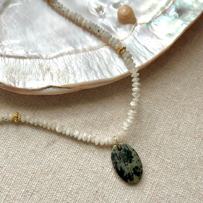 Moonstone And Pyrite Beaded Necklace