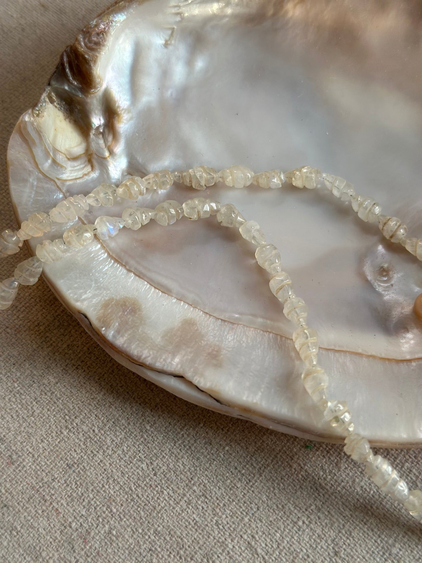Moonstone Beaded And Green Moss Agate Necklace