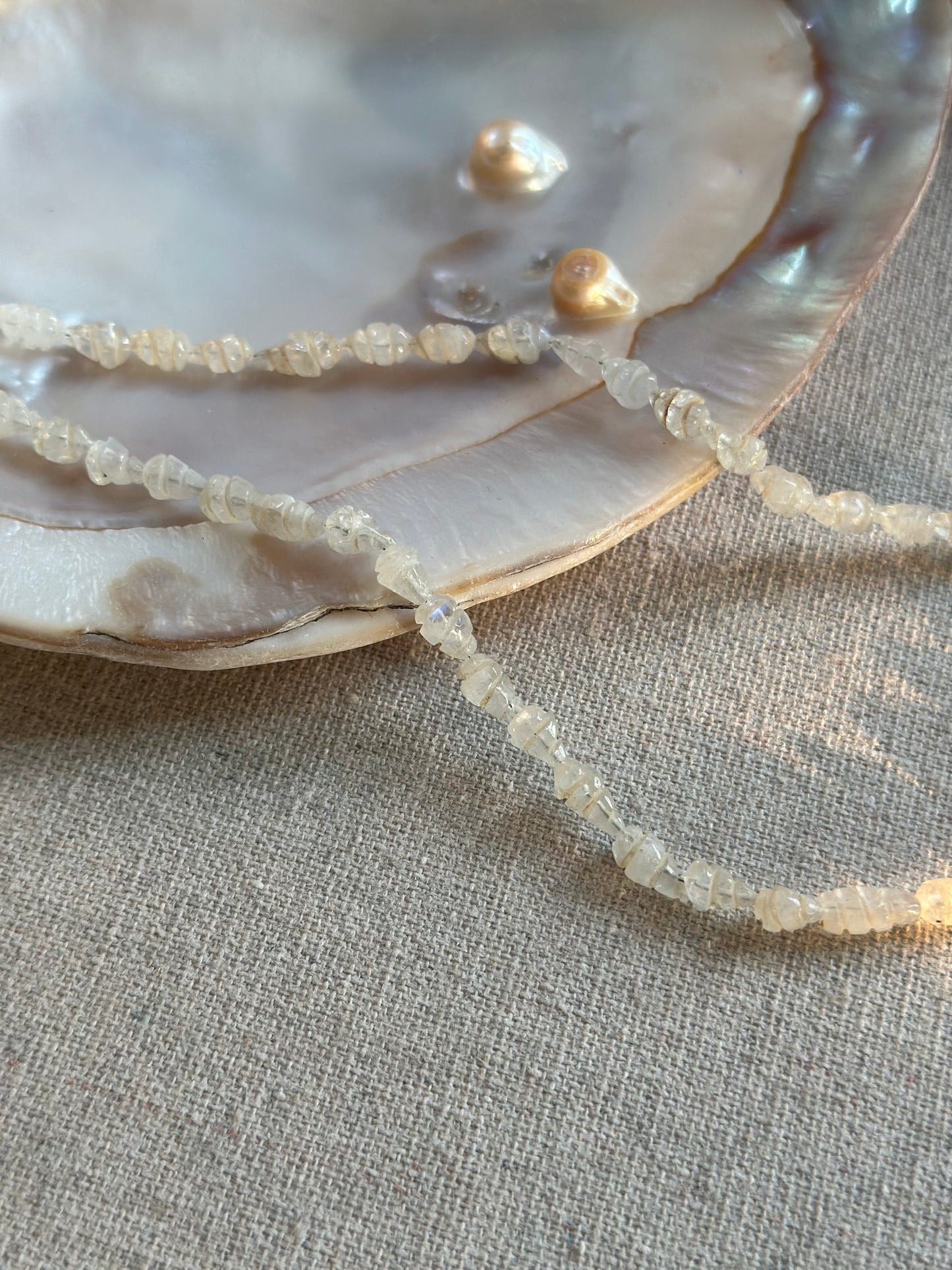 Moonstone Beaded And Green Moss Agate Necklace