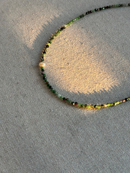 Ruby Zoisite And Freshwater Pearl Beaded Necklace