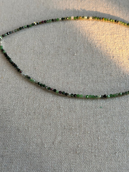 Ruby Zoisite And Freshwater Pearl Beaded Necklace