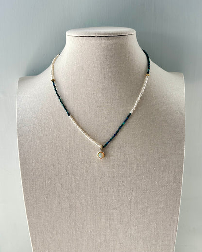 Apatite Mixed Freshwater Pearl Beaded Opal Necklace