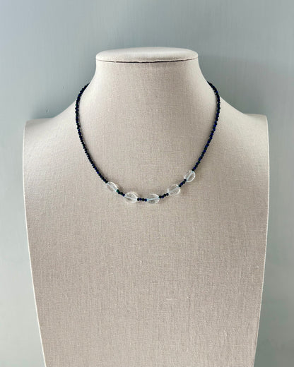 Aquamarine And Malachite Mixed Lapis Beaded Necklace