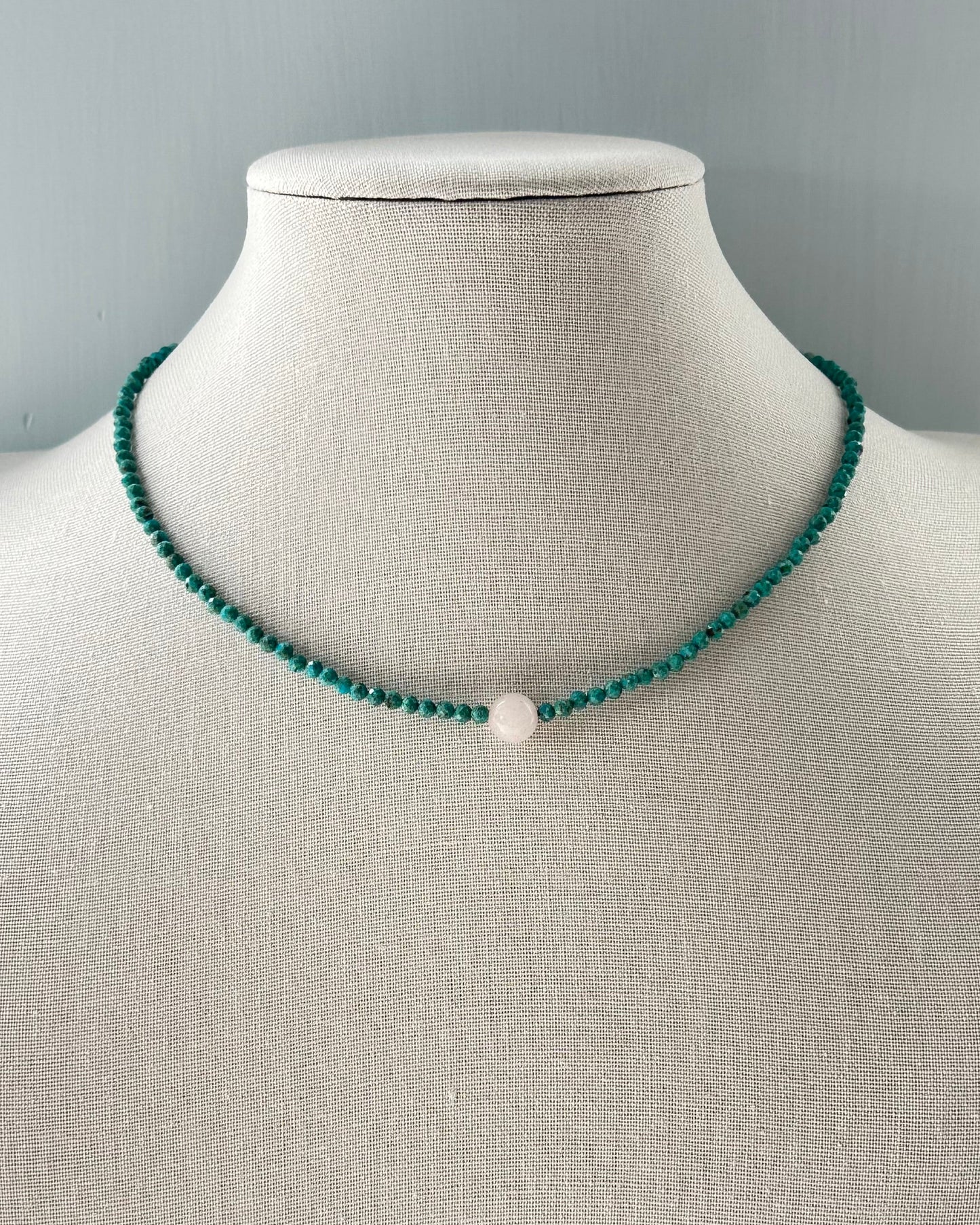 Turquoise And Rose Quartz Beaded Necklace