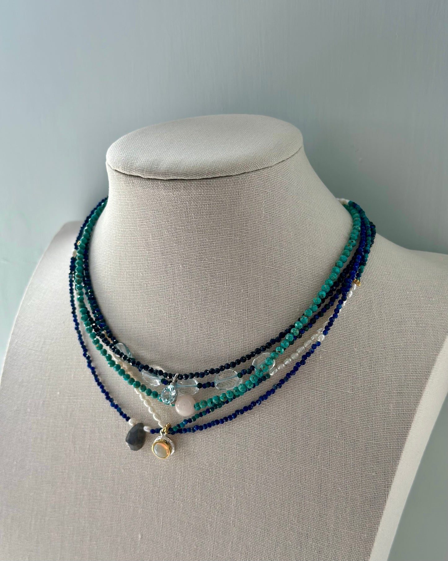 Turquoise And Rose Quartz Beaded Necklace