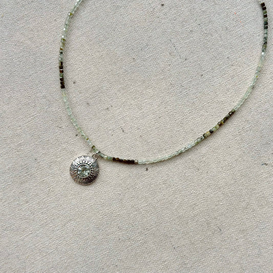 Green Rutilated Quartz Beaded And Green Amethyst Necklace