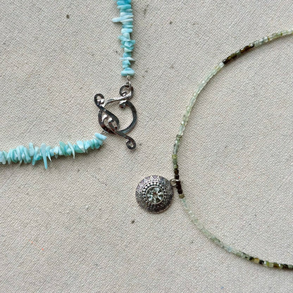 Green Rutilated Quartz Beaded And Green Amethyst Necklace