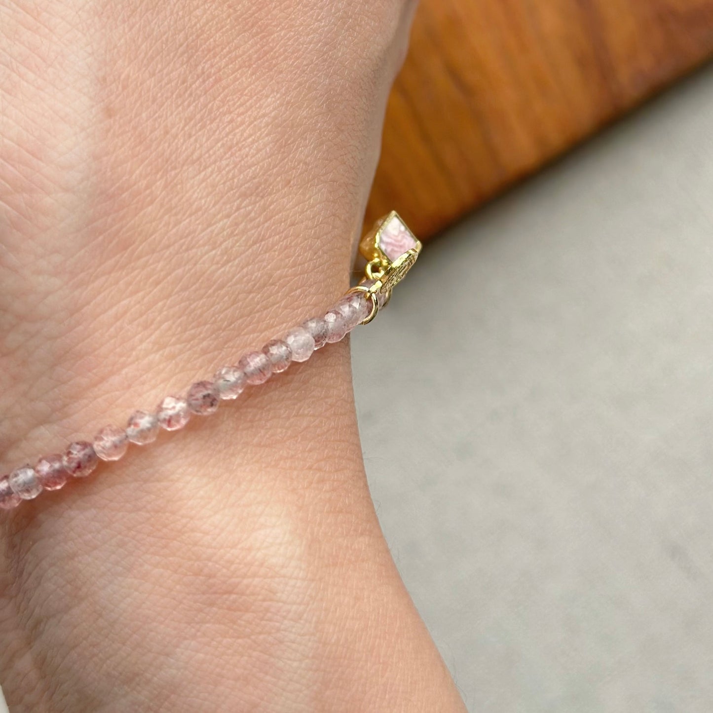 Strawberry Quartz Beaded And Rhodochrosite Bracelet