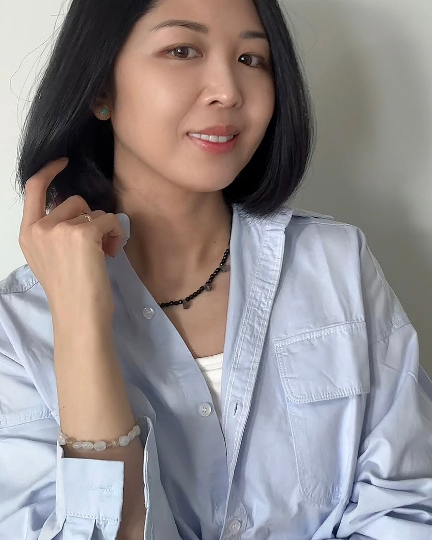 Black Onyx And Labradorite Beaded Necklace