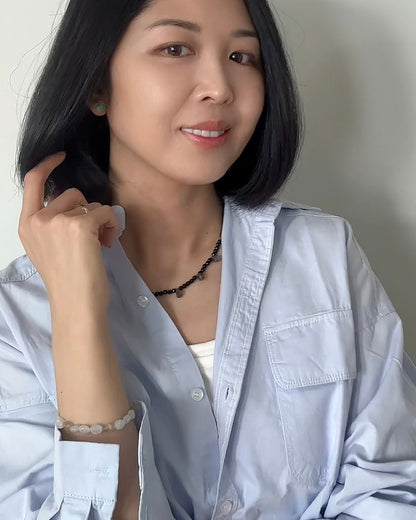 Black Onyx And Labradorite Beaded Necklace