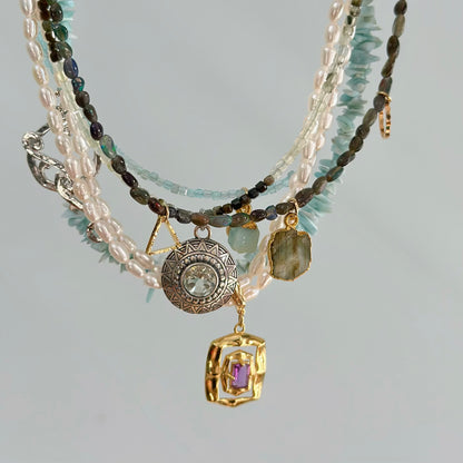 Apatite Beaded And Druzy Necklace