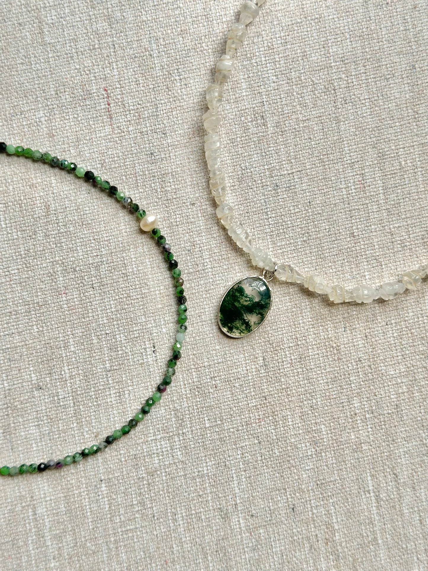 Ruby Zoisite And Freshwater Pearl Beaded Necklace
