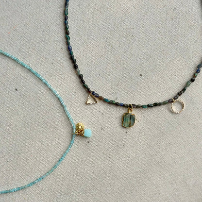 Apatite Beaded And Druzy Necklace
