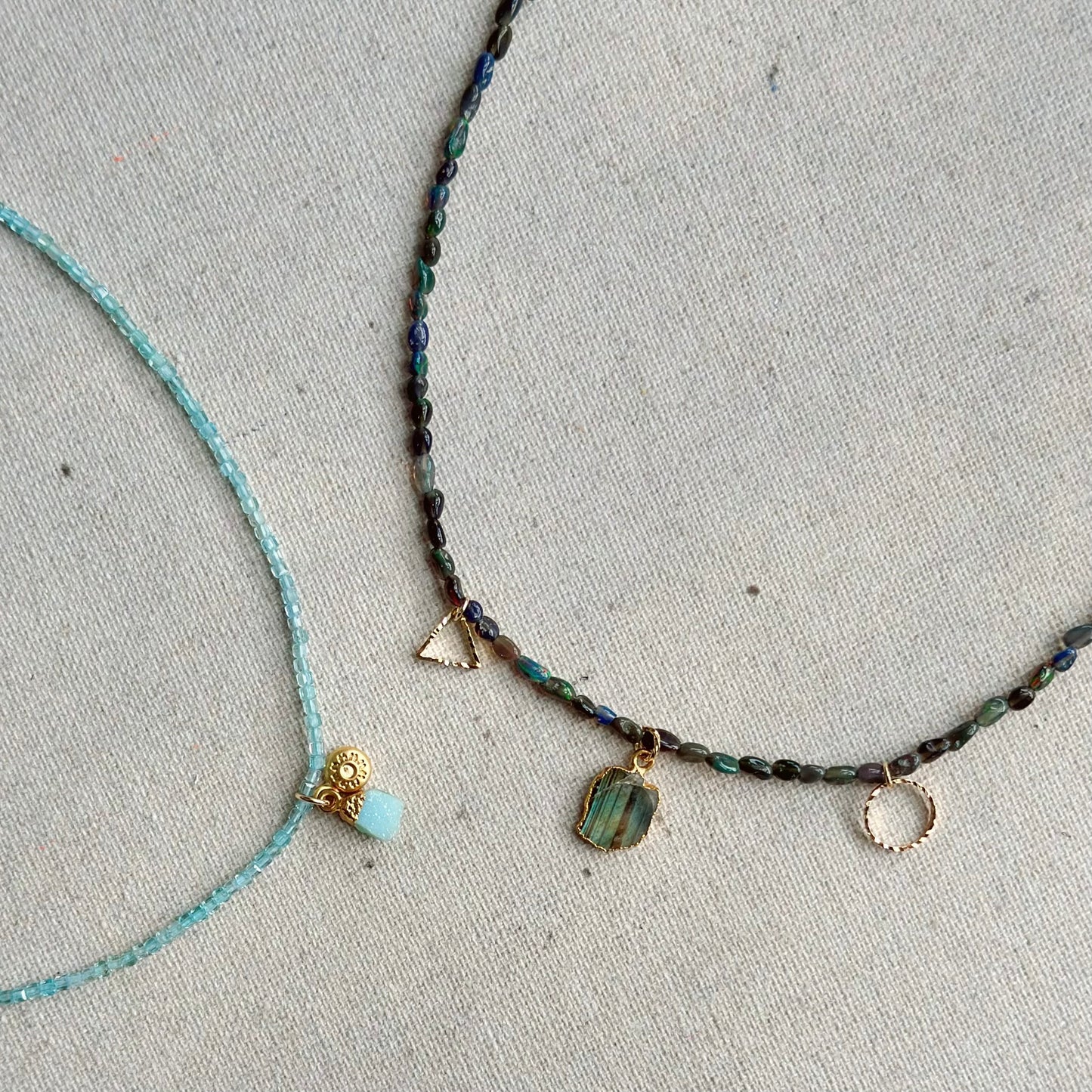 Black Opal Beaded And Labradorite Necklace