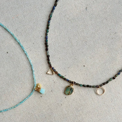 Black Opal Beaded And Labradorite Necklace