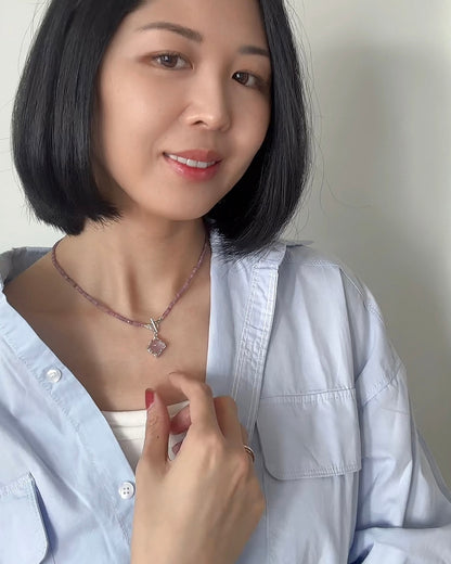 Pink Tourmaline Beaded And Rose Quartz Necklace