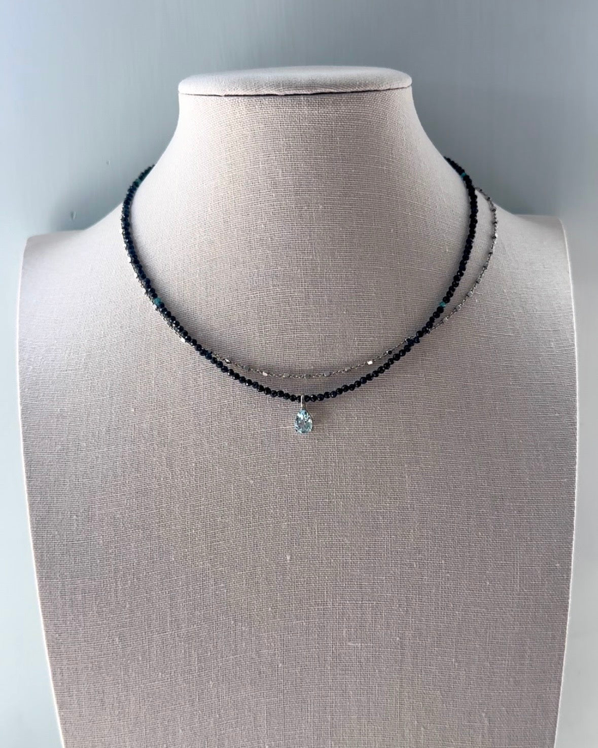 Sapphire Beaded And Topaz Necklace