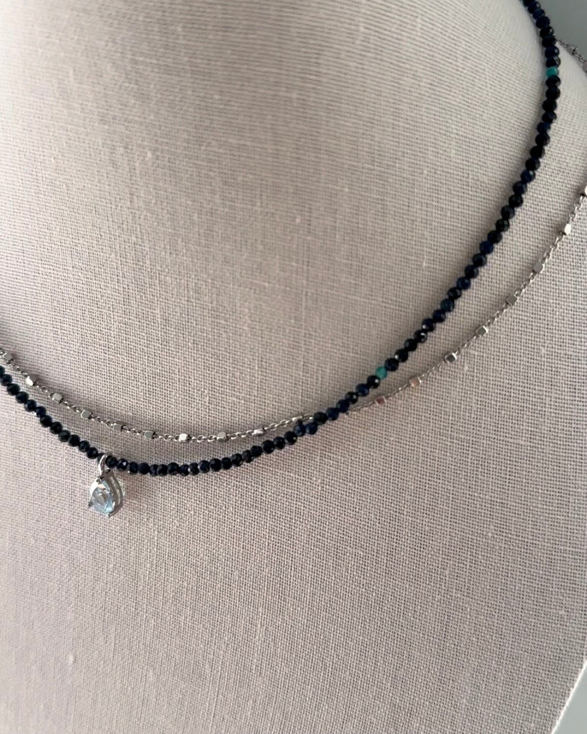Sapphire Beaded And Topaz Necklace