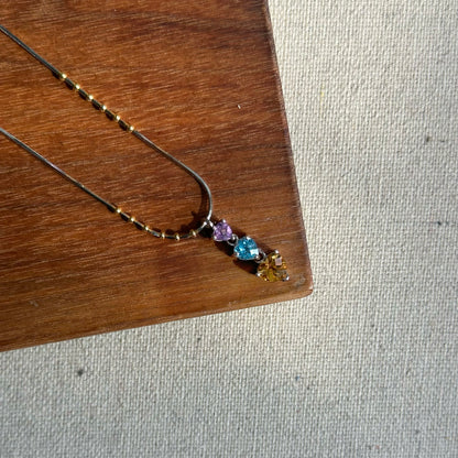 Citrine Heart Mix Topaz And Amethyst Two-tone Gold-plated Necklace