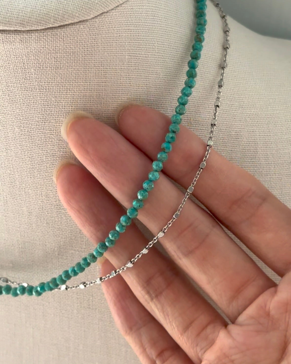 Turquoise And Rose Quartz Beaded Necklace
