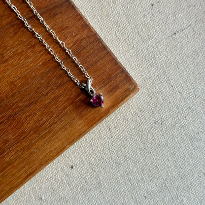 Garnet Heart Sterling Silver Necklace