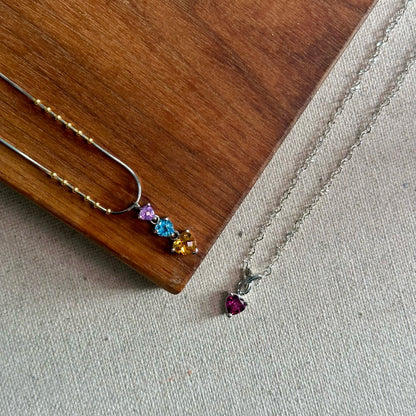 Citrine Heart Mix Topaz And Amethyst Two-tone Gold-plated Necklace