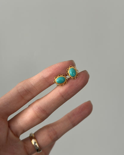 Turquoise Gold-plated Ear Stud