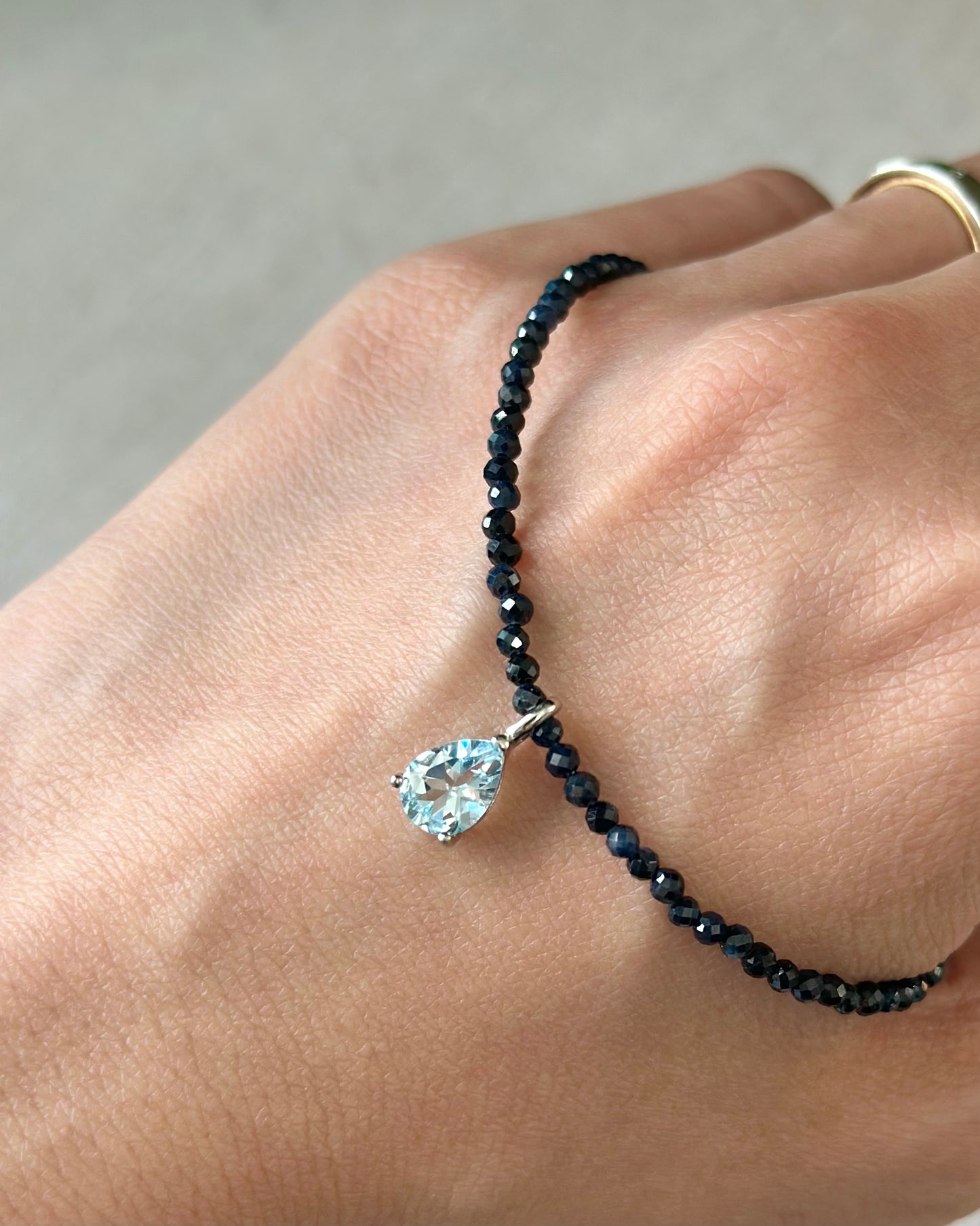 Sapphire Beaded And Topaz Necklace