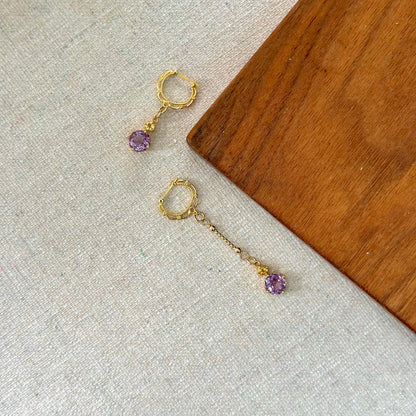 Amethyst And Citrine Gold-plated Lace Cutout Ear Hoop