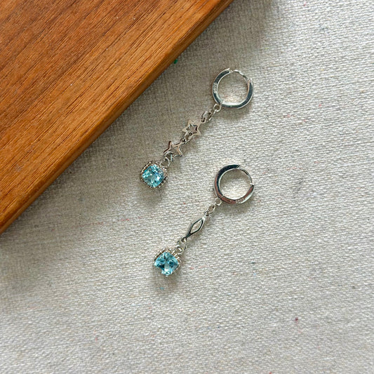 Topaz And Star Sterling Silver Ear Hoop