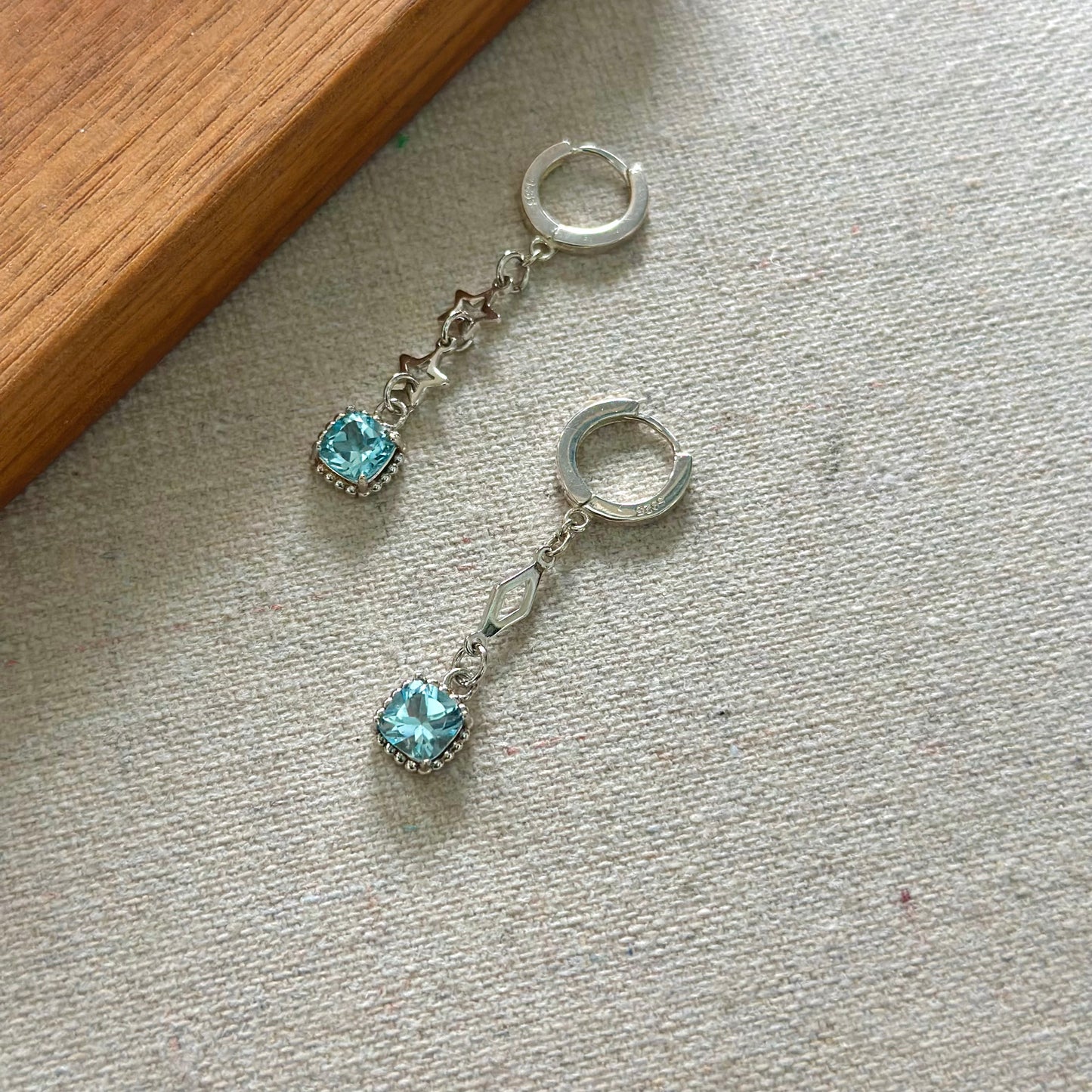 Topaz And Star Sterling Silver Ear Hoop