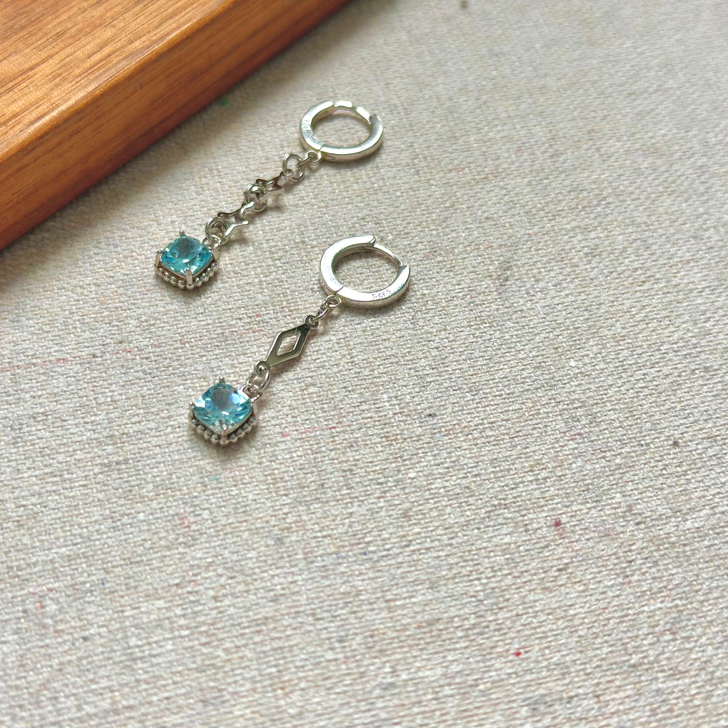 Topaz And Star Sterling Silver Ear Hoop